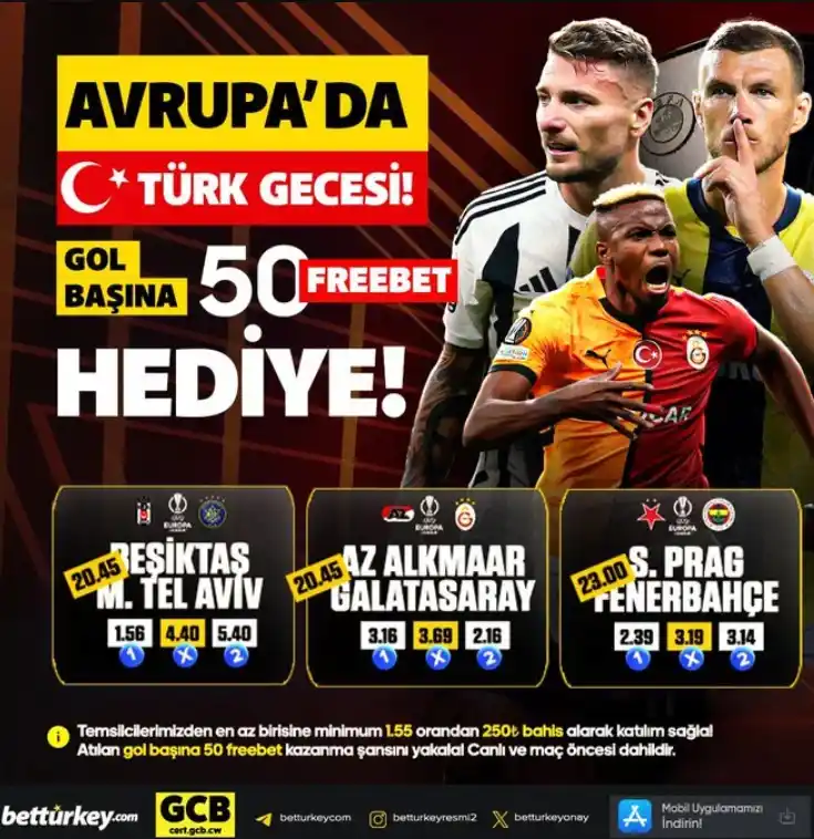 Avrupa Türk Gecesi, gol başına 50 freebet hediyesi kampanyası.